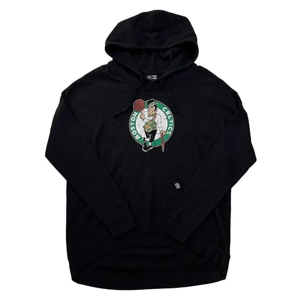 NBA 4 Her by UNK Boston Celtics Black Waffle Knit Pullover Hoodie Size L